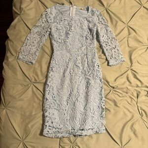 Charlotte Russe Light Blue Lace Long Sleeve Dress